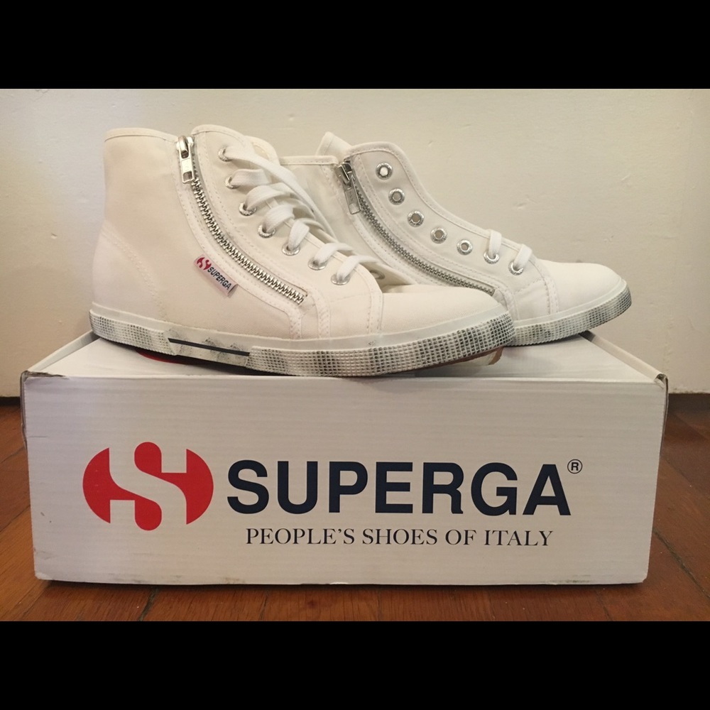 superga high top distressed canvas sneaker